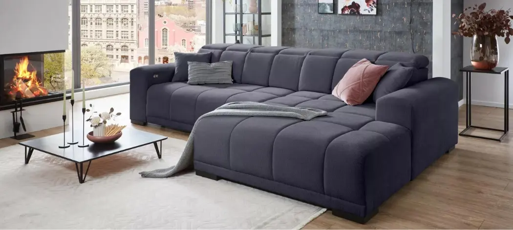 Ausziehbares Eck-Schlafsofa Graue Polsterecke mit Schlaffunktion